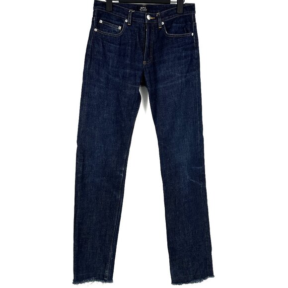 A.P.C. Petit New Standard Straight Leg Cotton Mid Rise Dark Indigo Wash Jeans 29